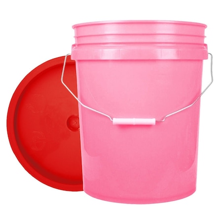 World Enterprises Bucket, 12 in H, Pink and Red 5PNK,345RED